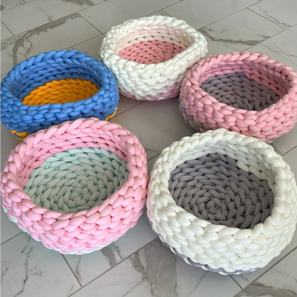 Handwoven 2-color Spacious Machine Washable Pet Baskets - 20 inches diameter
